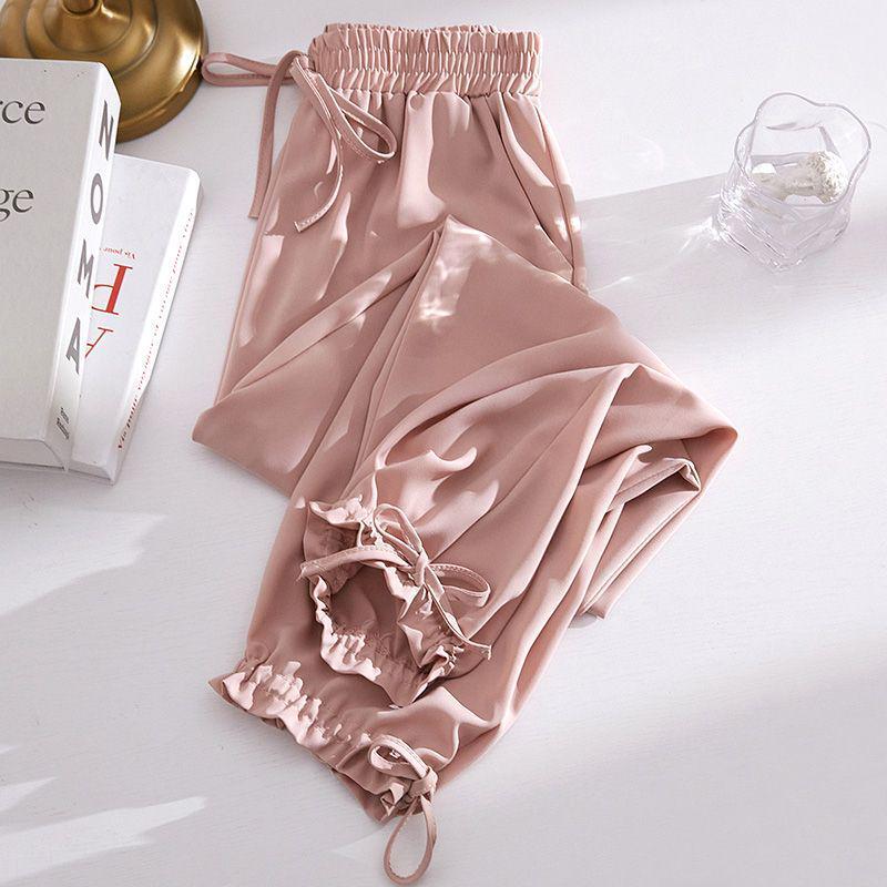 Ice Silk Summer Harem Pants: Thin, Loose-Fit, Cuffed, Anti-Mosquito Lantern Style