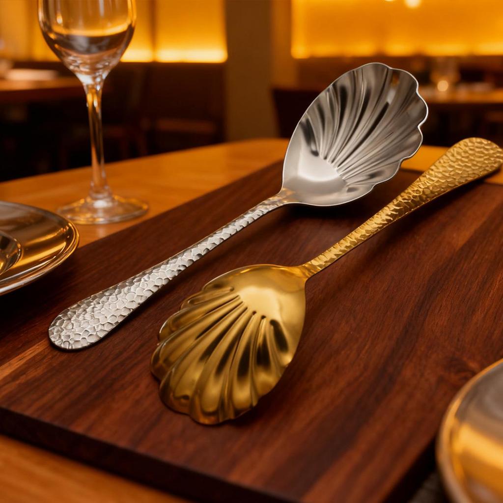 Premium Stainless Steel Hammered Shell Spoon for Household Use