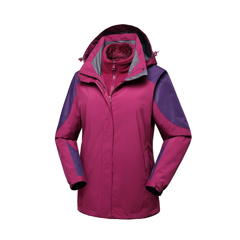 Autumn and Winter Outdoor Jacket Coral Velvet Liner Thickened Warm Three-in-one Mountaineering Jacket Waterproof Jacket for Women