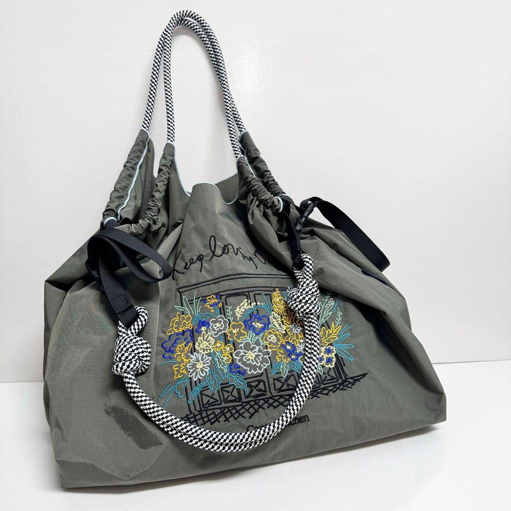 2024 Japanese Embroidery Eco-Friendly Nylon Handbag: Versatile Shopping, Commute, Crossbody & Shoulder Bag for Women.