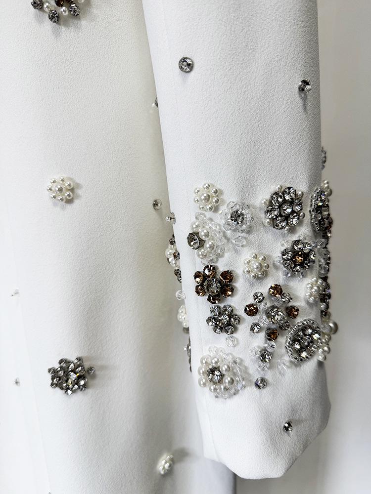 2026 European & American Celebrity Long-Sleeve Evening Gown with Heavy Beading & Rhinestones