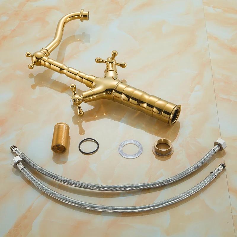 Gold Basin Faucet Bathroom Deck Mounted Dual Handles Black Bathroom Sink Faucet Antique Kitchen Mixer Taps Chrome