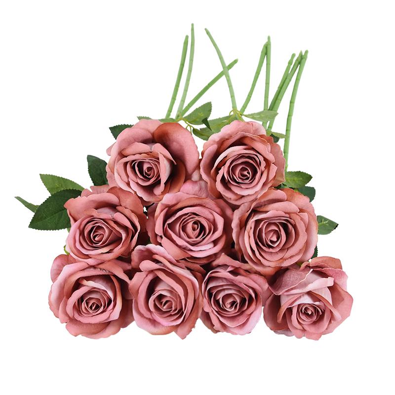 50cm Artificial Rose Flower Branch Long Stem Red Rose Bouquet for Wedding Table Arrangements Home Decoration Valentines Day Gift