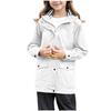 Kids Boys Girls Lightweight Waterproof Raincoat Zipper Pocket Youth Button Hooded Windbreaker Coat