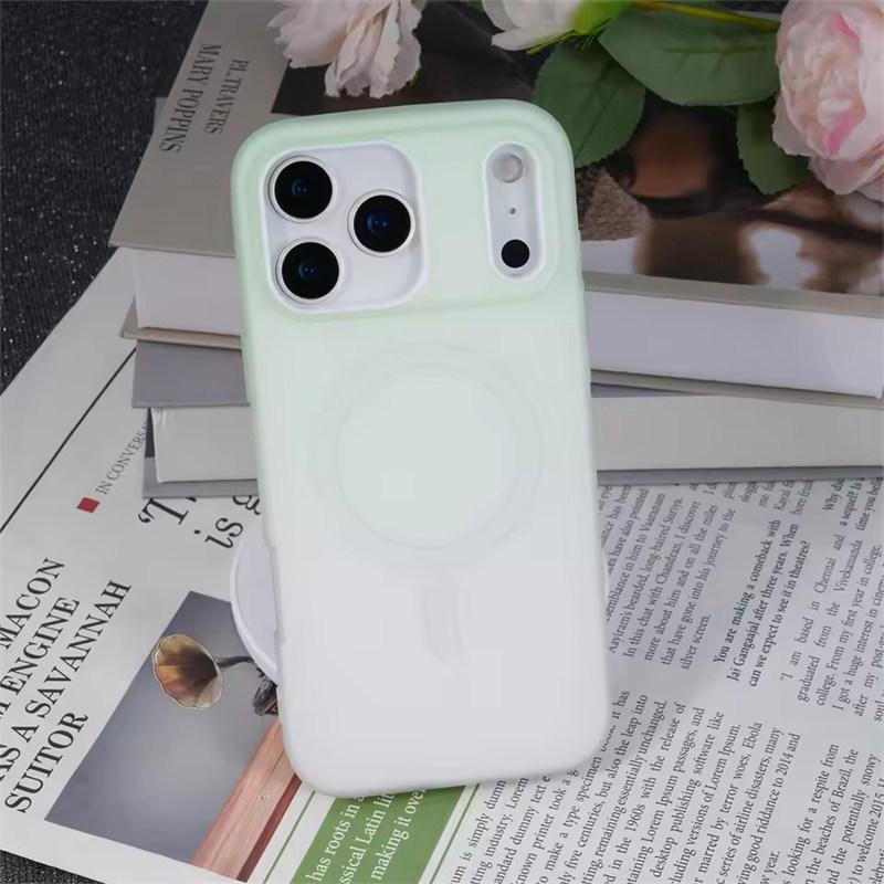 Luxury 2 in 1 Gradient Jelly Magnetic Case For iPhone 17 Air 16 15 14 13 12 11 Pro Max Plus For Magsafe Wireless Charging Matte Cover