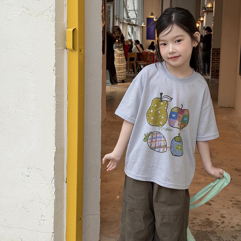 Girls' Korean Style Lightweight Cotton Cartoon T-Shirt