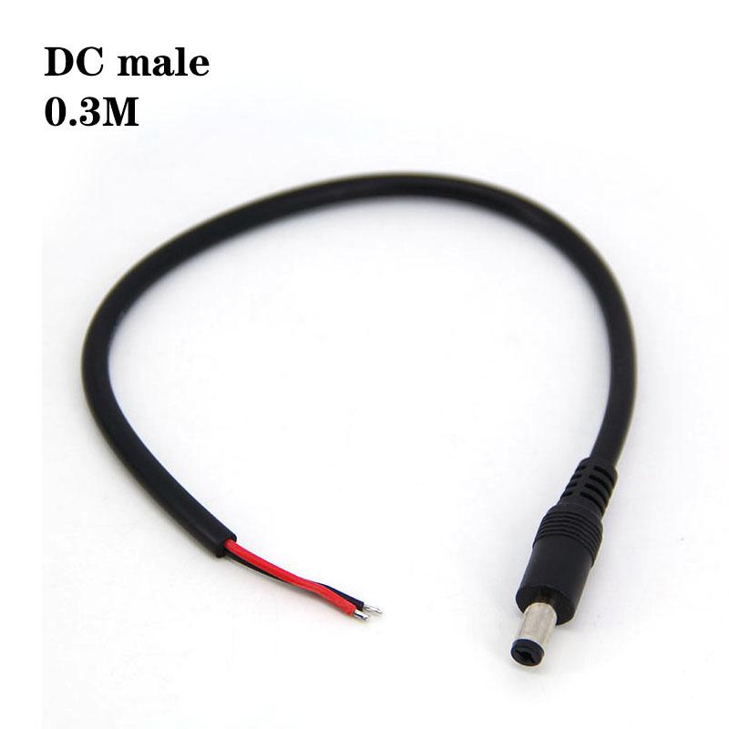 

0,3 м 0,5 м 1 м 1,5 м 18awg 7A DC 2pin Male Female Соединительный кабель питания 5,5x2,1 мм медный шнур Адаптер Гнездо для светодиодной ленты dc male 0.3m