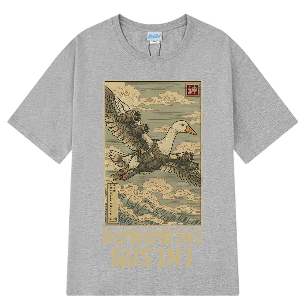 Bombombini Gusini Brainrot T-Shirt Funny Ukiyo-E Japanese Art Italian Brainrot Meme T Shirt Cotton Unisex Harajuku T-Shirts Tops