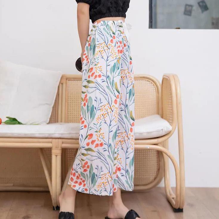 Women's Spring and Summer Plus Size Printing Long Pants Female Elastic Waist Loose Casual Thin Trousers