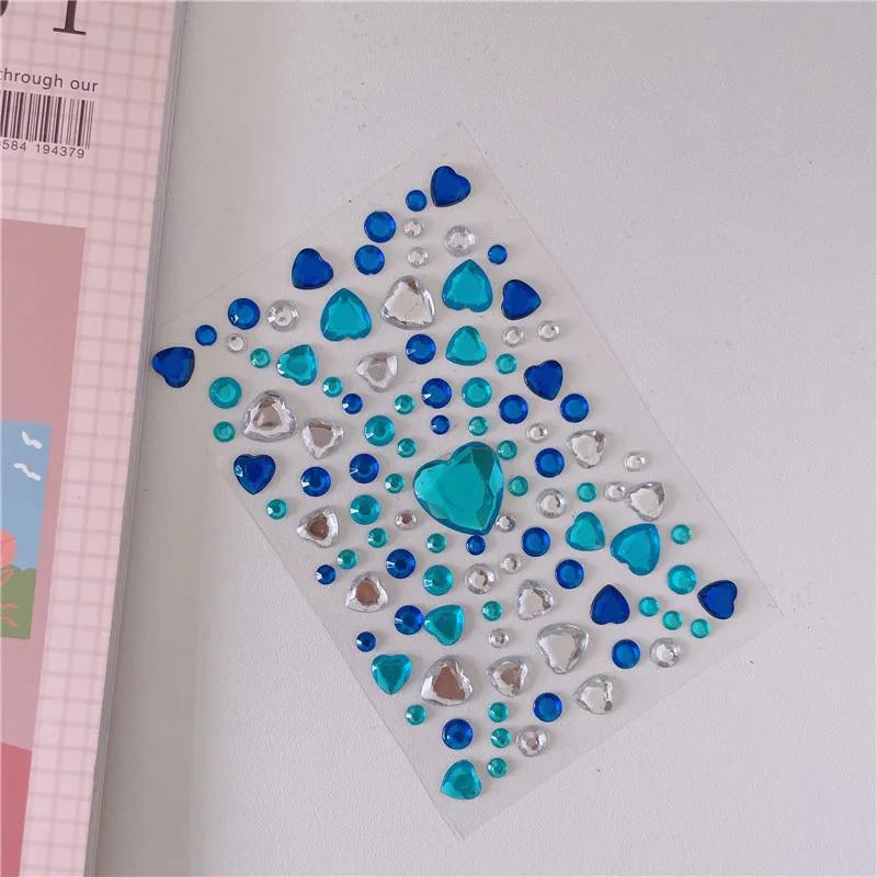 1 Sheet 3D Heart Shape Sticker Acrylic Crystal Children's Stickers Simulation Diamond Pearl Photo Album Decoration Stickers