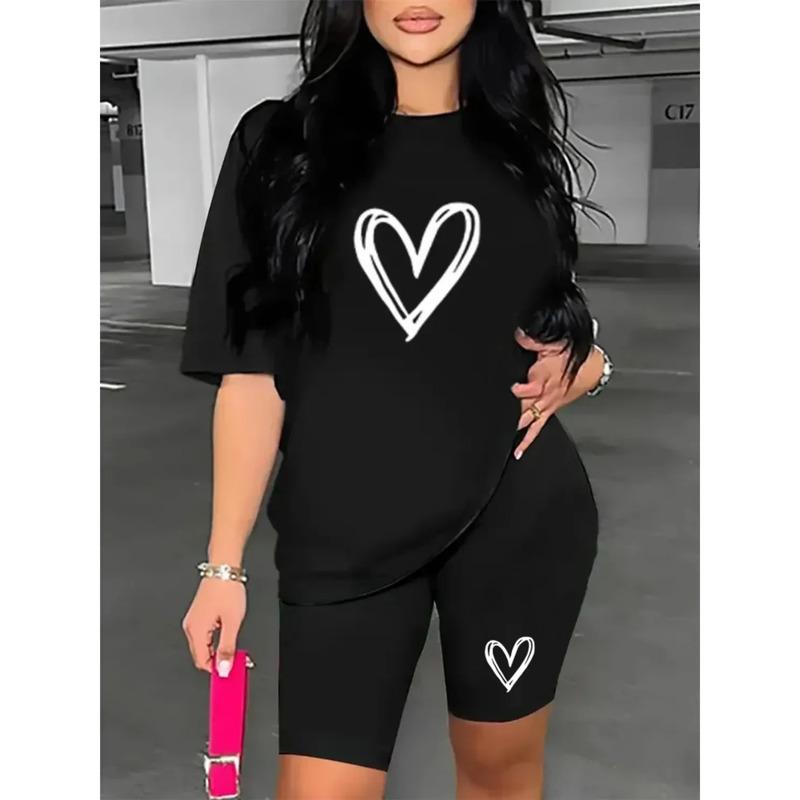 Conjunto De Dos Piezas Con Estampado Estampado, Camiseta De S