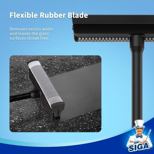 MR.SIGA Professional Car Window Cleaning Squeegee with Handle for Bathroom, Glass, and Wall Cleaning, 2-in-1 Window Cleaning Squeegee and Window Clean