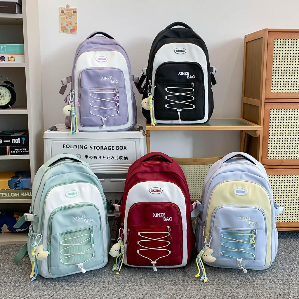 High-value student schoolbag female cute simple girl backpack junior high school students casual large-capacity backpack tide