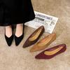 Korean Style Women's Wedge Heel Suede Pointed Toe Shoes - Comfortable & Versatile