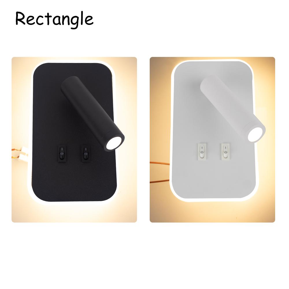 

Простой светодиодный настенный светильник, вращающийся на 350 градусов, регулируемый настенный светильник для спальни, прикроватный настенный светильник с переключателем, лампы внутреннего освещения для дома White 2700-3500k&White Body