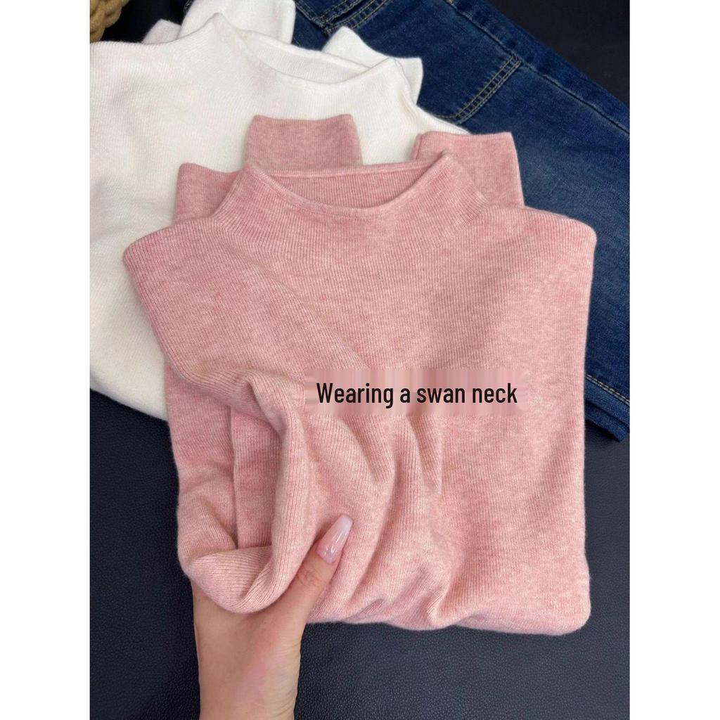 Women's Slimming No-Choke Half-High Neck Base Layer Knit Sweater for Autumn & Winter