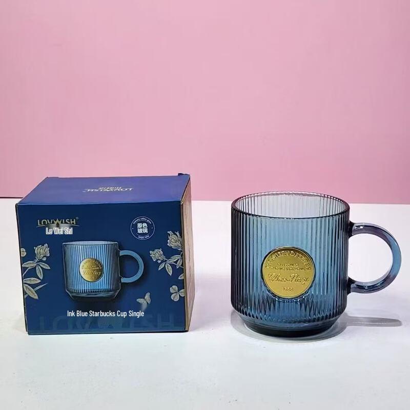 Corner Emblem Dark Blue Glass Cup