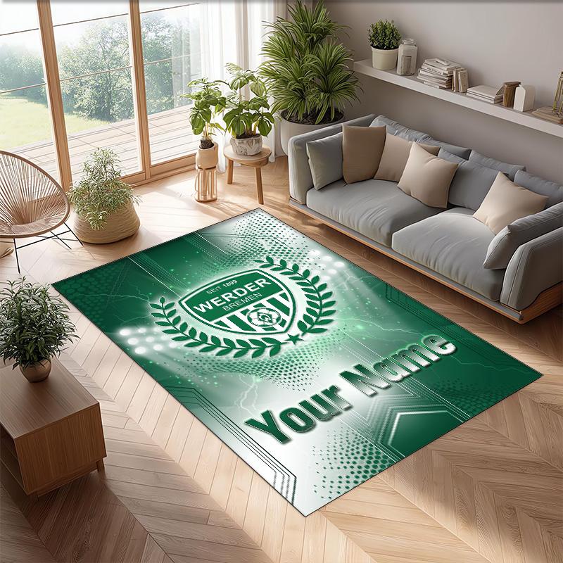 Werder Bremen FC Printed Crystal Velvet Rug Non‑Slip Crystal Velvet Carpet For Sofa Bedroom Indoor Home Decoration