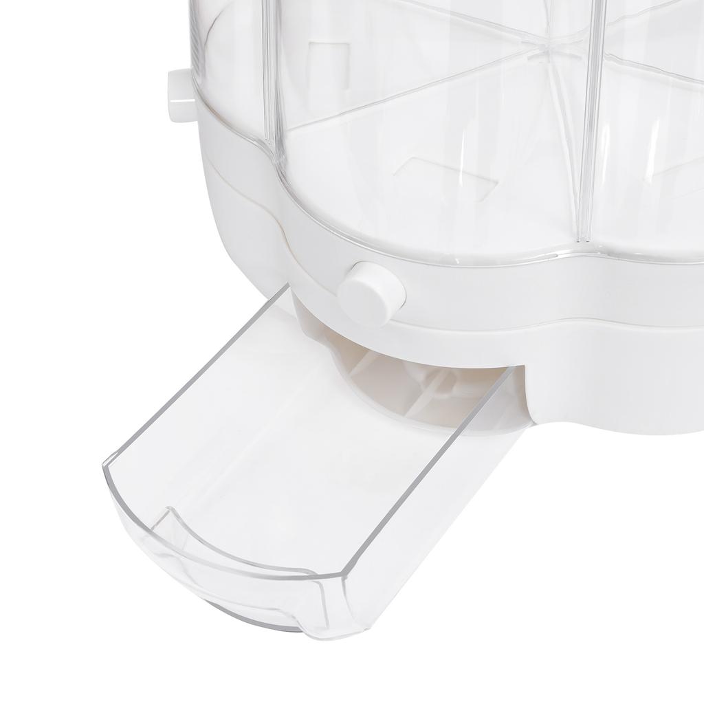 Large 6-Grid Rotating Grain Storage Bin - 27.56LBS One-Click Food Dispenser Sealed Moisture-Proof Rice Container for Rice Nut