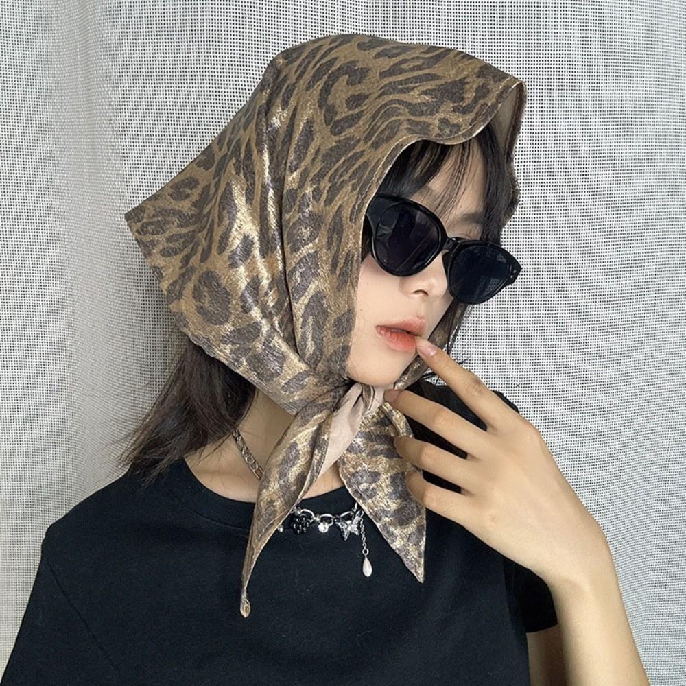 Y2K Leopard Print Hair Scarf Hip Hop Punk Bandana Fashion Triangular Headscarf Girls
