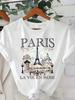 Donna Parigi Monumenti Torre Eiffel Stagione Comfort Viaggio Moda Facile Cura Abbigliamento Magliette Donna Grafica Casual Girocollo