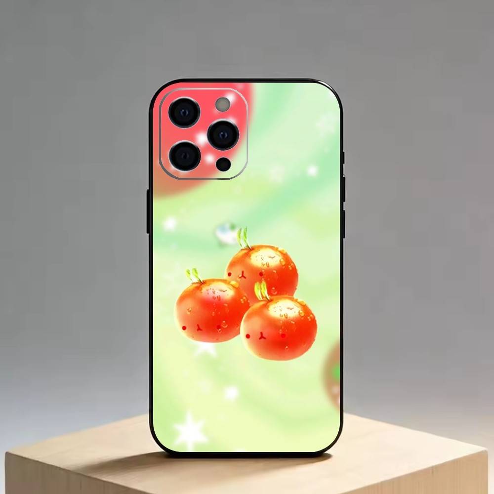 Tomato Cartoon Cute Creative   Phone Case For iPhone 17, 16,15,14,13,12,11 Plus,Pro Max, Others Soft Black Cover