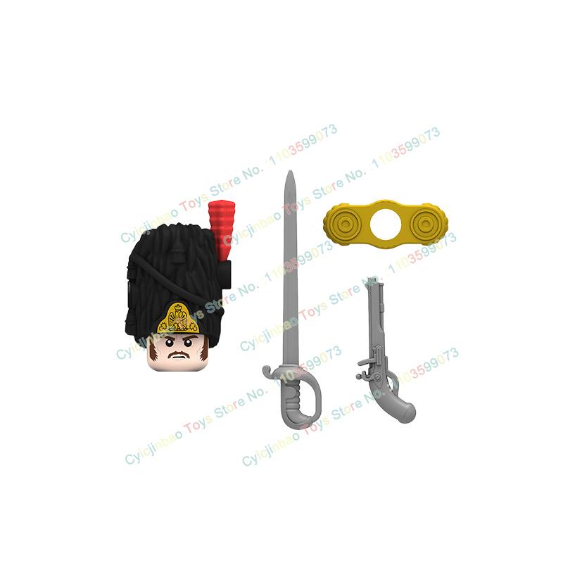 Napoleonische Kriege Britische Französische Füsiliere Dragoner Bausteine Actionfiguren Zubehör Kopf Waffe Kinderspielzeug N001-048