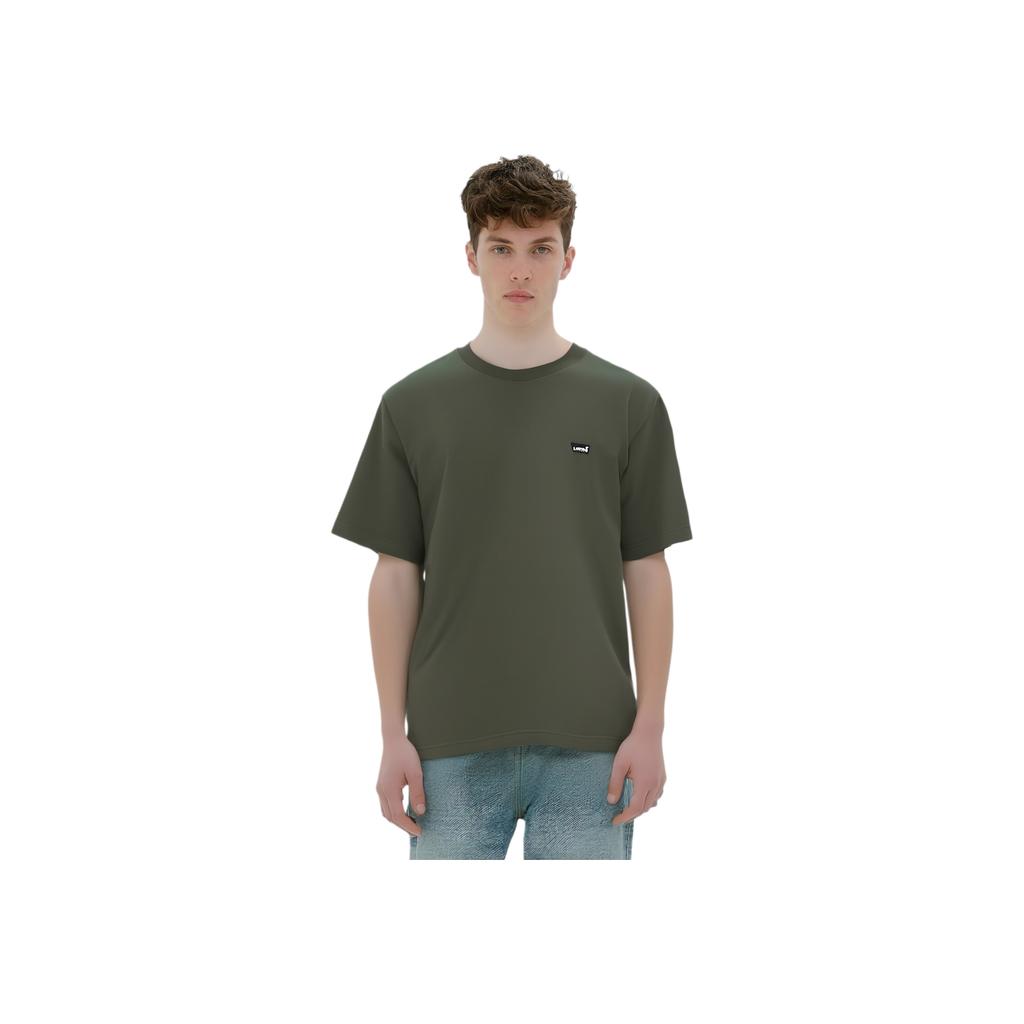 Levis Plain Minimalist Round Neck Pullover Short Sleeve T-Shirt Men Tops Gray-Green 001AN-0003