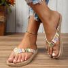 Neuer Modetrend für Damen, rutschfest, verschleißfest, bequeme, weiche Unterseite, Flip-Flops im Ethno-Stil mit flachem Absatz