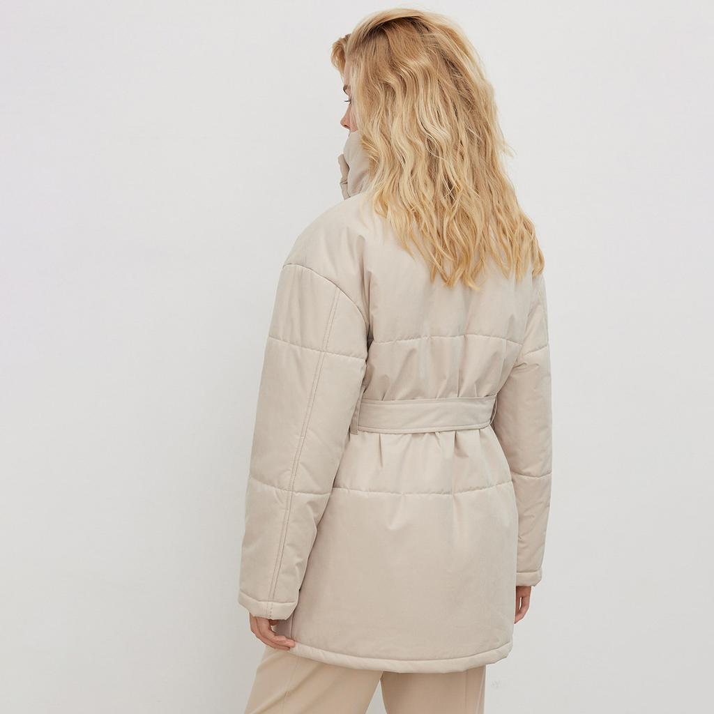 Standing Collar Cotton Jacket Jacket Europe And The United States Autumn And Winter Temperament Belt Irregular Middle-length Jacket