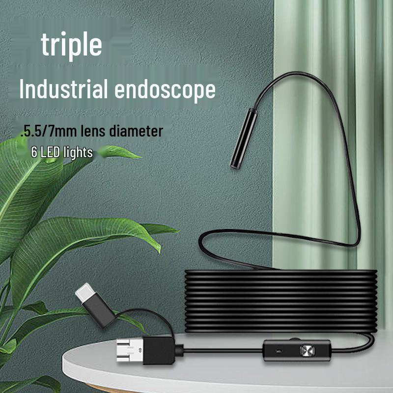 

5.5mm-7mm 3-in-1 HD Android Endoscope Camera for Auto Repair & Industrial Use 7mm 1m Soft Wire