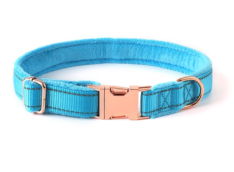 Glow Castle ECO Friendly Nylon Velvet Large Side Release Buckles Thick Metal Hardware Luxury Dog Training Leash Collars (Blue,Training Collars&Xs) синий