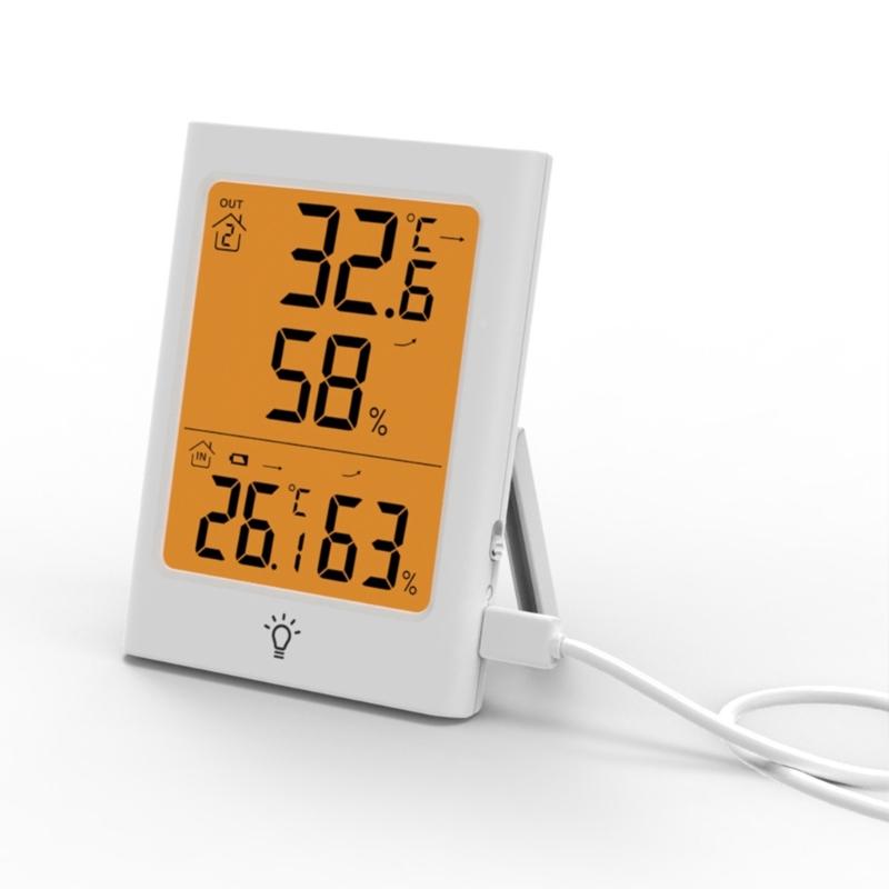 Temperature Humidity Detector Indoor Outdoor LCD Display Waterproof Electronic Humidity Sensor Temperature Meter Gauge