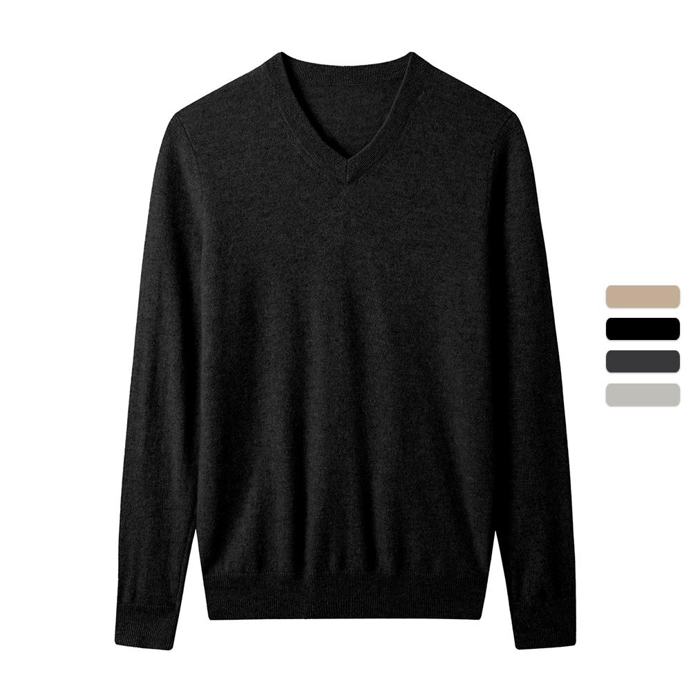 Men's 100 Cashmere Sweaters Soft Warm V-Neck Casual Pullovers