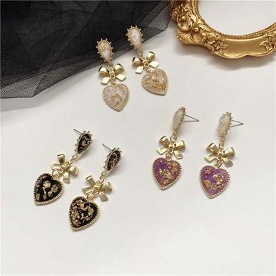 Party Classic Resin Dangle Accessories Bowknot Jewelry Drop Earrings Stud Earrings Peach Heart