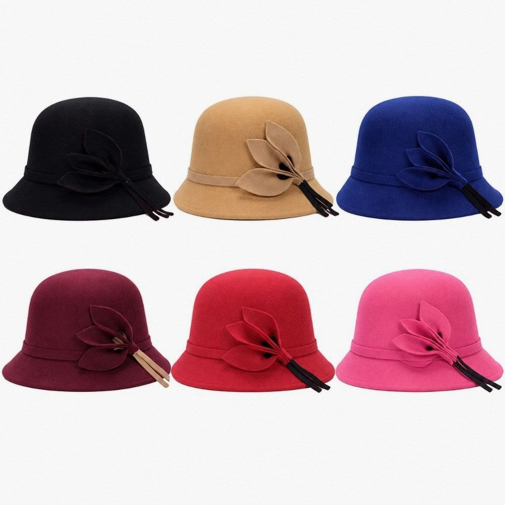 Bowknot Decoration Bowler Hat Autumn Winter Bucket Hat Retro Fisherman Cap  Wedding Ceremony