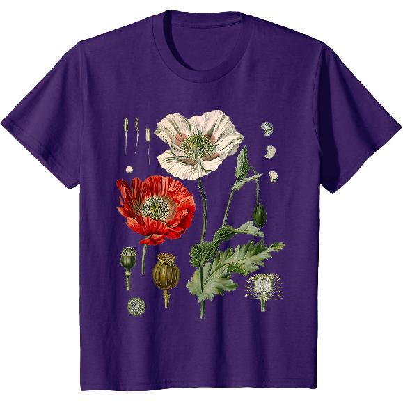 Papavero Rosso Papaveri Botanici T-shirt Papavero Rosso