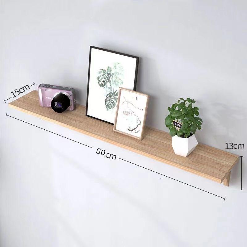 Solid Wood No-Punch Wall Shelf for Living Room or Bedroom - Snack Partition & Display