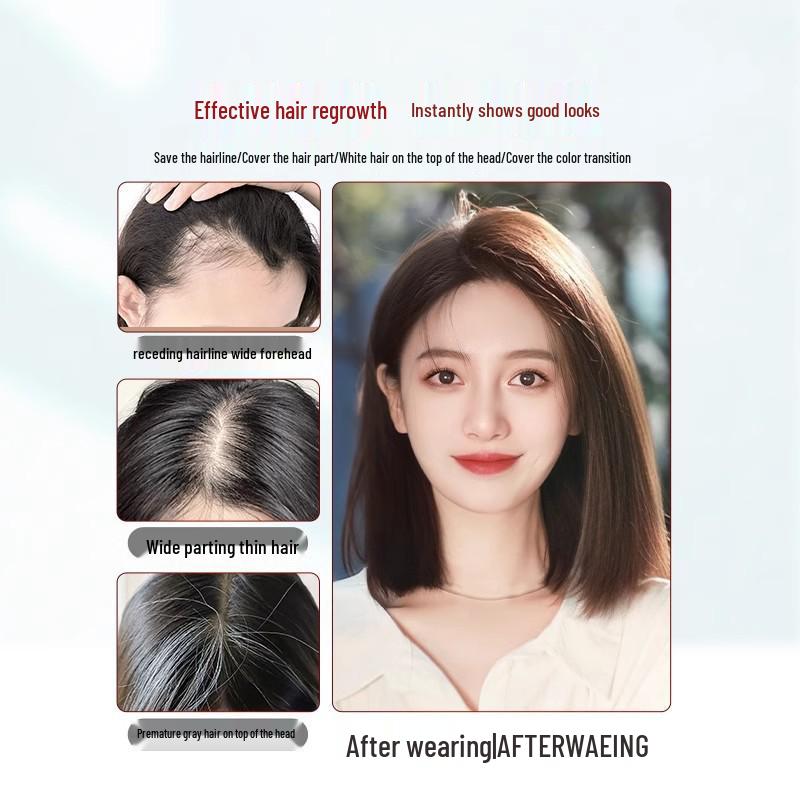 Seamless Women's Frontal Wig - Enhance Volume, Cover White Hair, Natural Hairline, Hand-Tied Real Hair.