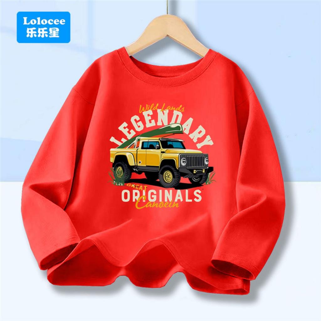 Off Road Cartoon Car Print Graphic Tops for Women, Spring Autumn Women's Long Sleeve Pickup Truck Tees