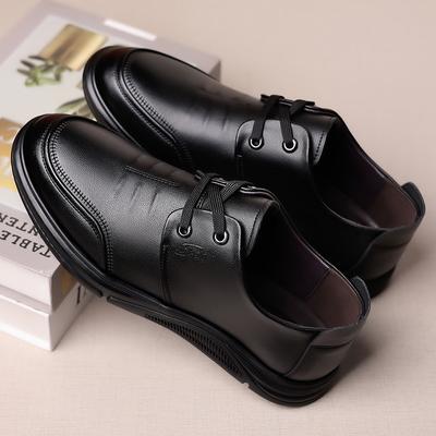2024 Autumn New Men's Business Lace-up Leather Shoes Men's Soft-soled Soft-faced Casual Single Shoes Middle-aged Dad Shoes 7706