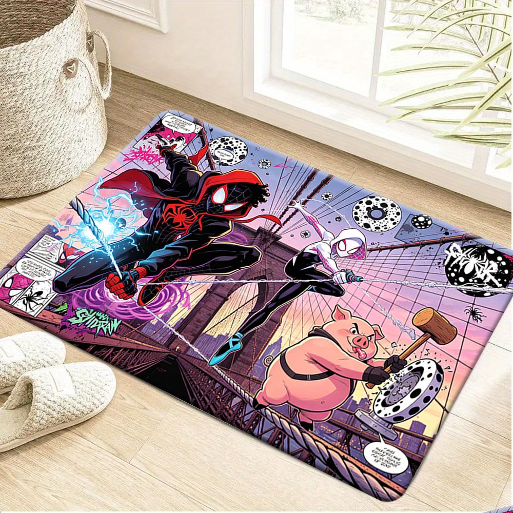 Marvel Has Authorized 1pc Cartoon Printed Floor Mat, Iron Red And Golden Armor Shattered Glass Background Hero Image, Easy to