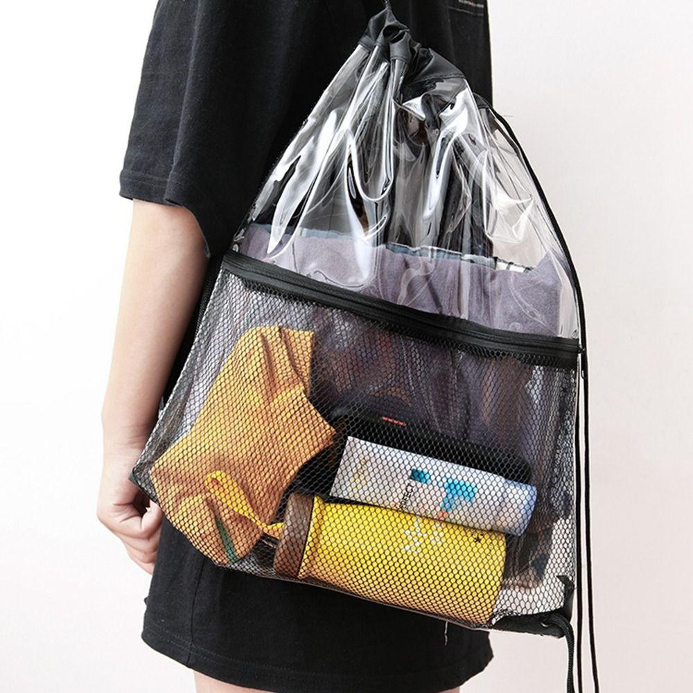 Foldable Drawstring Backpack Large Capacity Jelly Bag Casual PVC Transparent Bag Sports