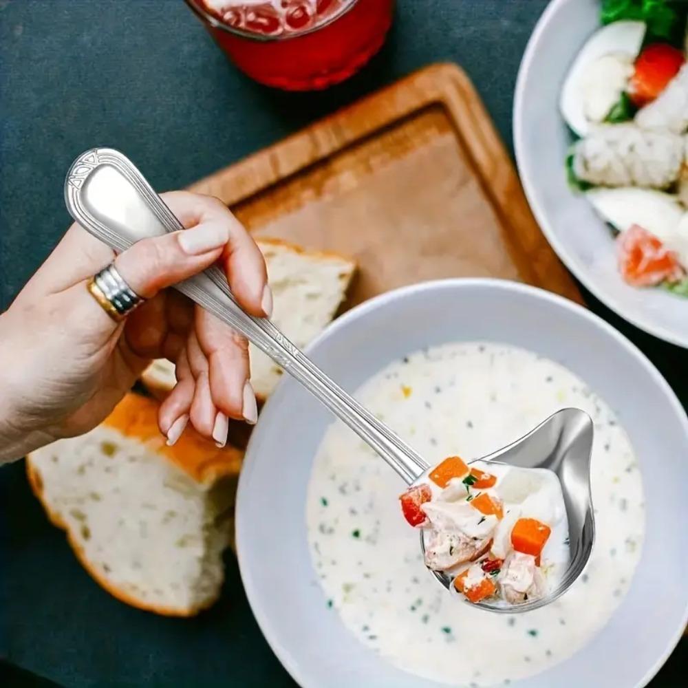 Reusable Effortless Soup Stainless Steel Soup Spoon Kitchen Gadgets Accessories Oil Spoon  Home