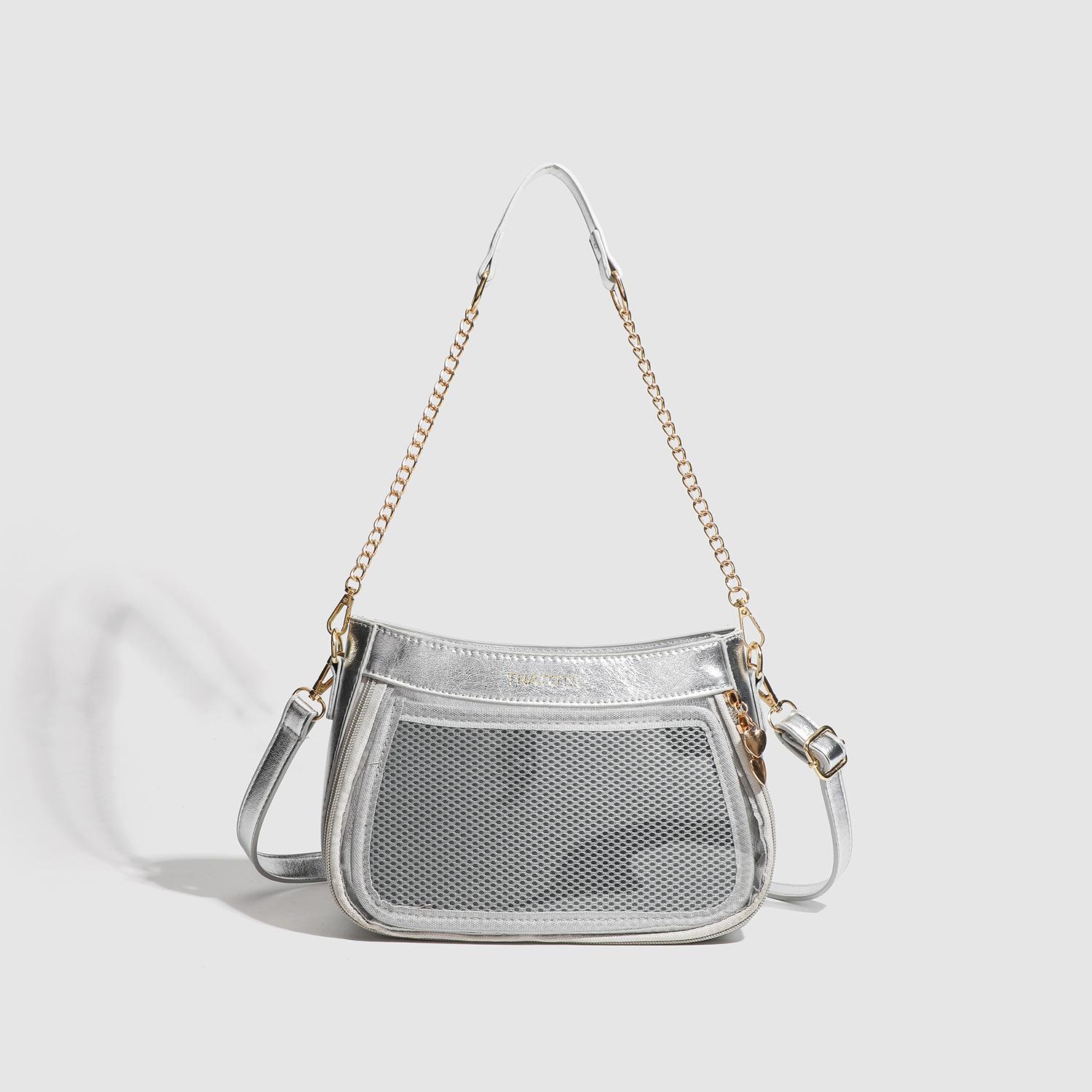 

Pain Bag Fashionable Women S Messenger Bag Trendy Versatile Transparent Bag Small Food Shoulder Women S Bag серебряный