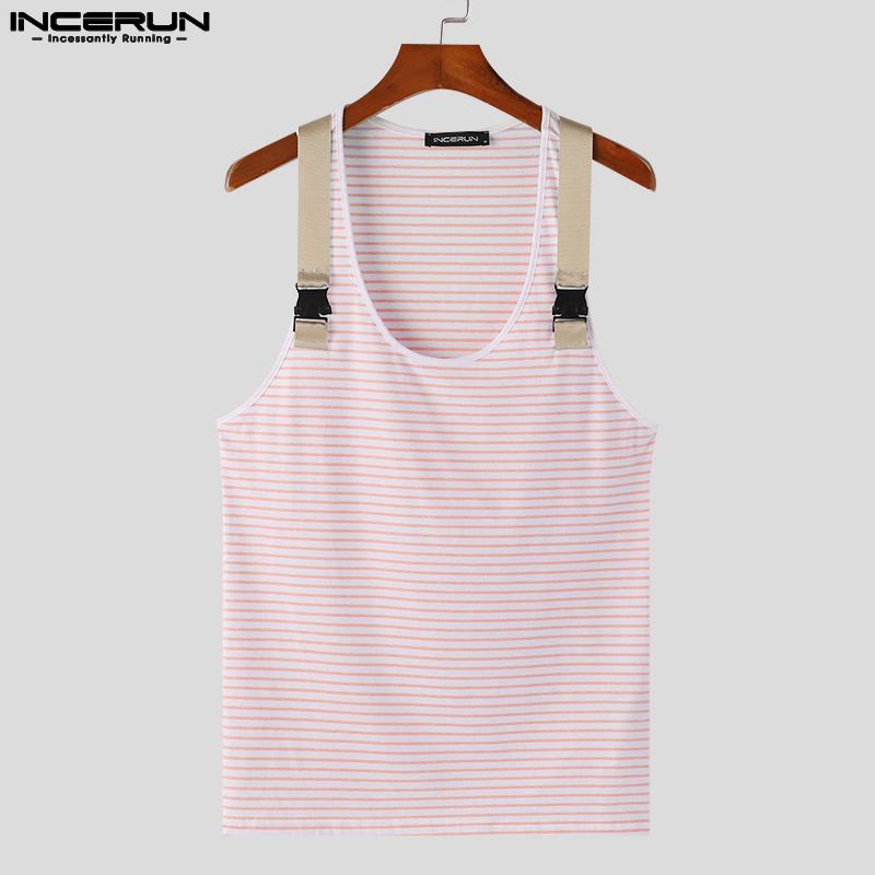 INCERUN Männer Gestreifte Ärmellose Tops Casual Sommer Strap Tanks Weste