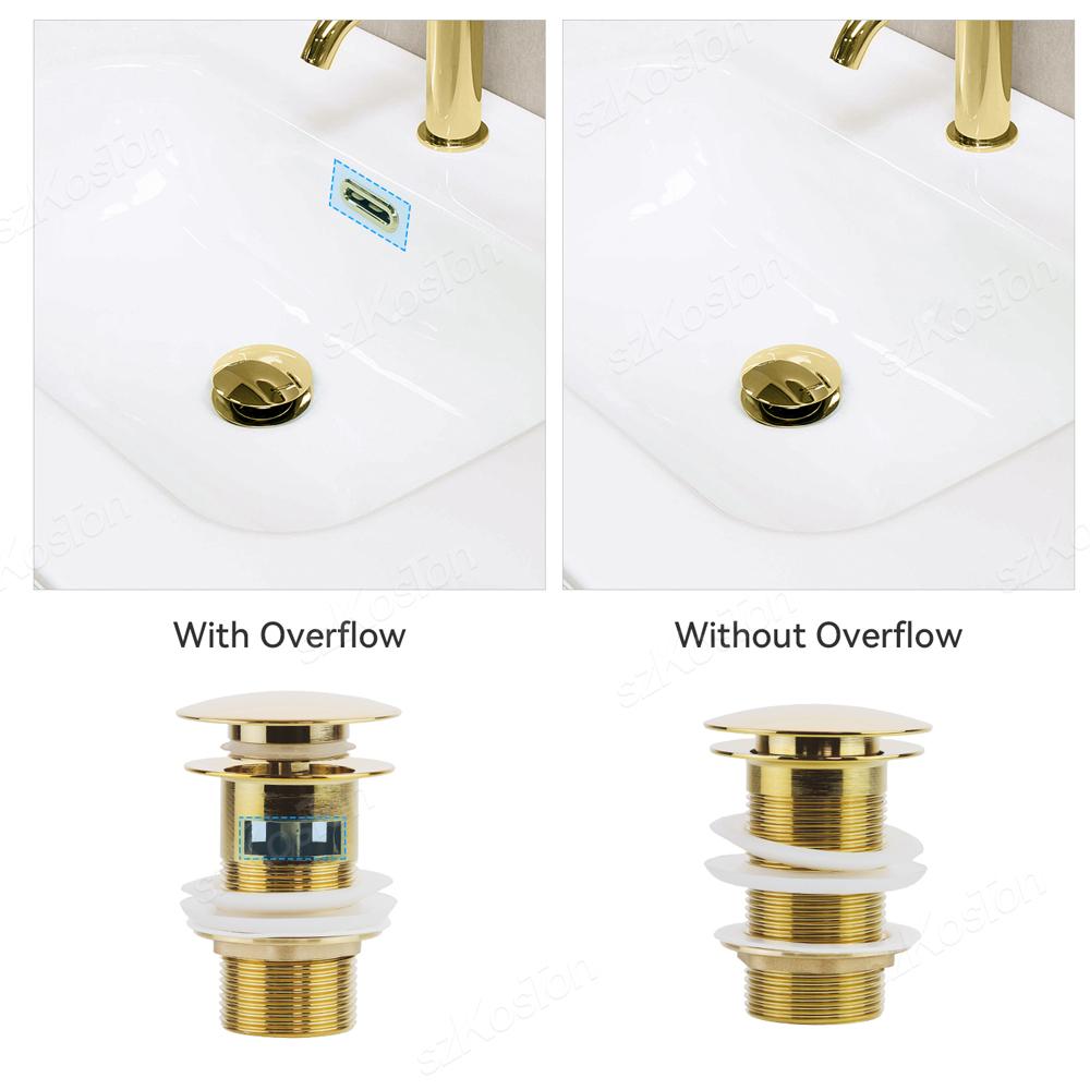 Bathroom Sink Stopper Washbasin Pop Up Drain Plug Cover Waste Pipe Drainer With Or Without Overflow For Bath Accessories