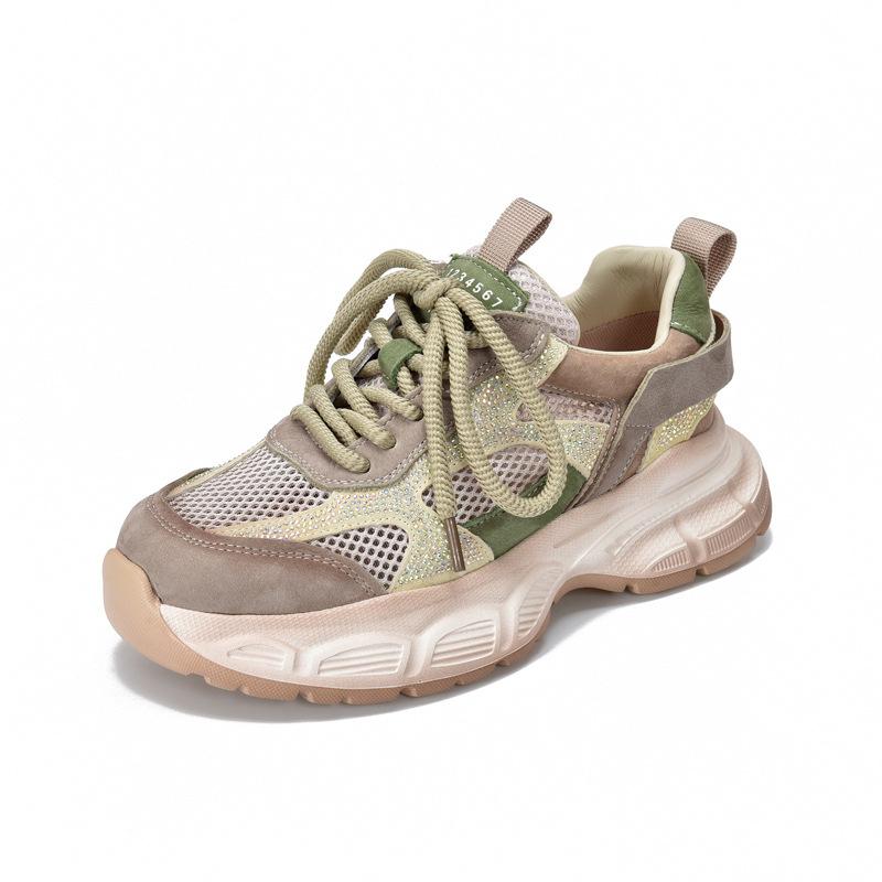 

Легкая и дышащая сетчатая кожаная спортивная и повседневная женская обувь летняя удобная спортивная обувь на шнуровке EU34/CN35 зелёный