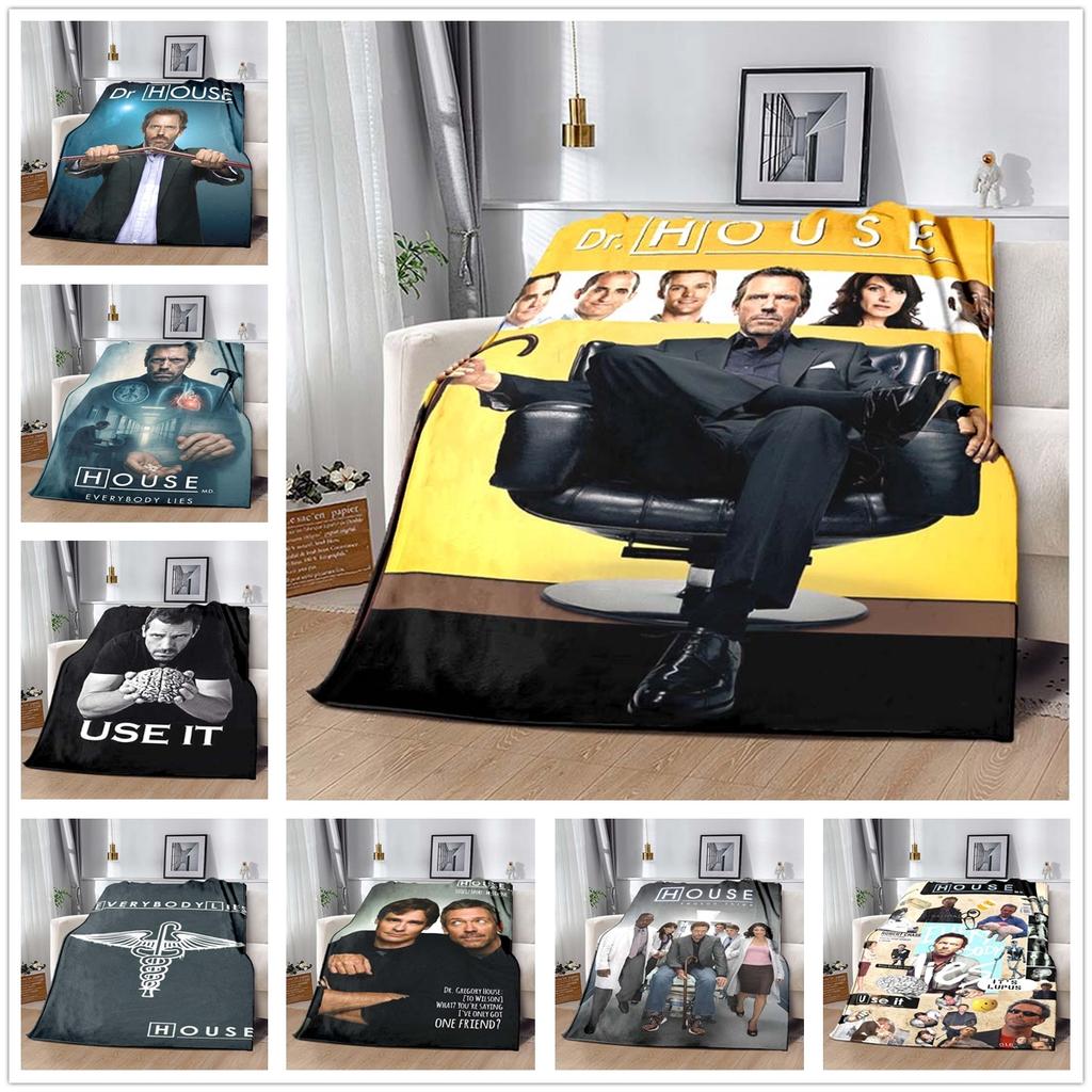 Dr. House Print Soft Flannel Throw Blanket Lightweight Warm SofaCouch Bed Home Decor Cover For Movie Fans