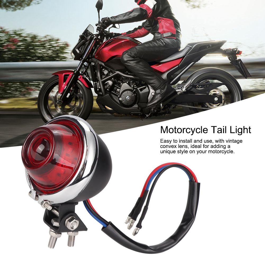 Motorcycle Vintage Convex LED Rear Tail Light Indicator Stop Brake Running Lamp Fit for Honda